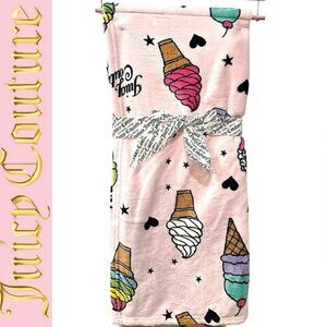 Juicy Couture Home Signature Logo    Hearts & Ice Cream Cones Throw Blanket